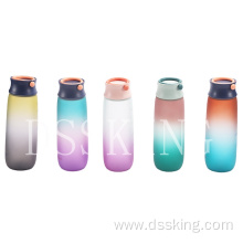 Simple large capacity portable sports plastic anti-drop cup filter water bottle with tea leak